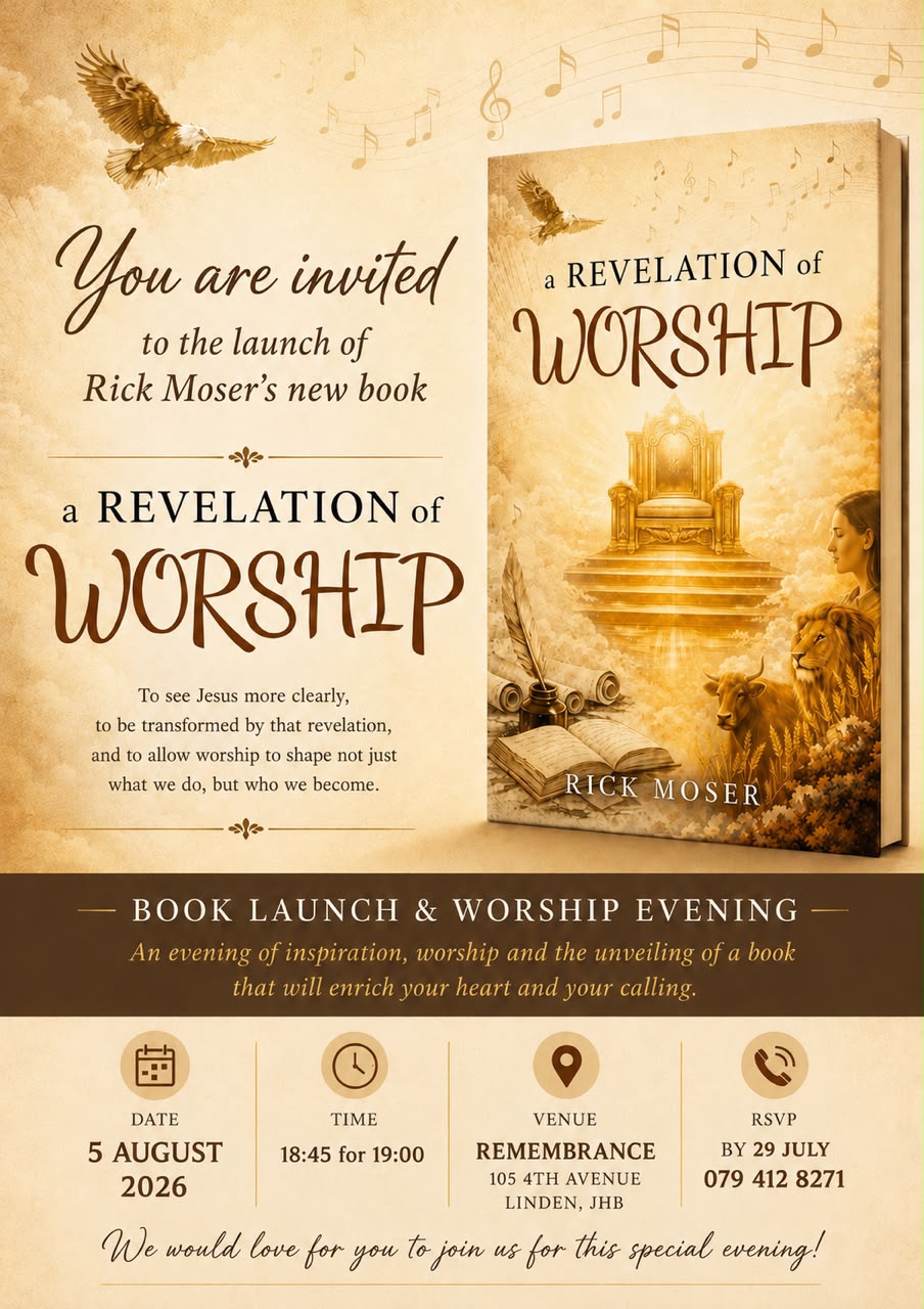 Invitation poster for the launch of A Revelation of Worship by Rick Moser